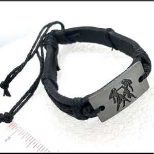 Leather bracelet Gemini Zodiac charm